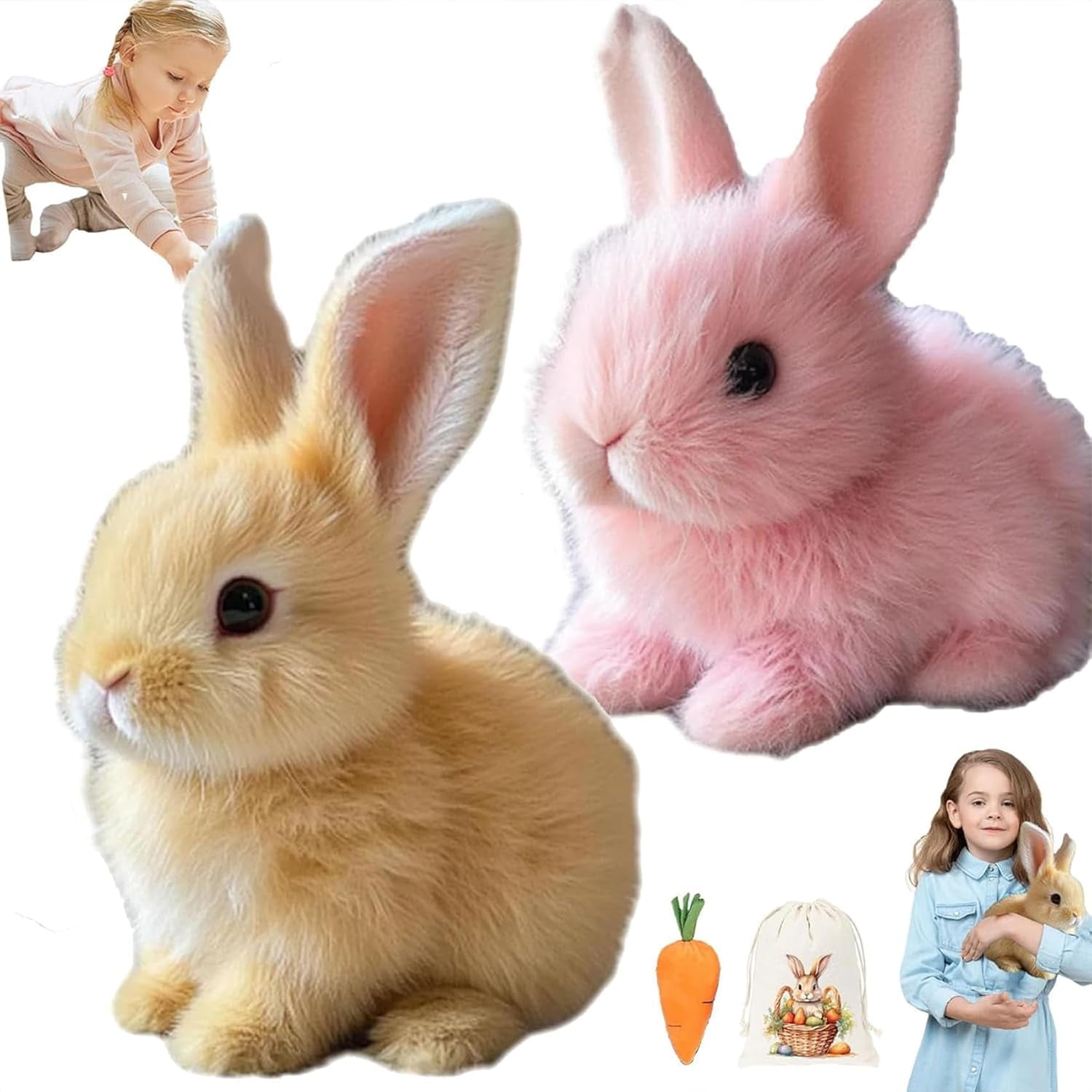 Bunby - My Realistic Easter Bunny Toy, HeaCare Interactive Bunny Realistic Bunny - Jumping, Twitching, and Ears, Realistic Bunny Toys, Bunbi Realistic Bunny, Easter Bunny Toys for Kids